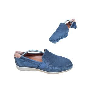 Ecco S Lyte Moc‎ Slip On Classic Loafer Shoes Blue Suede Mens EUR 33 US 10-10.5